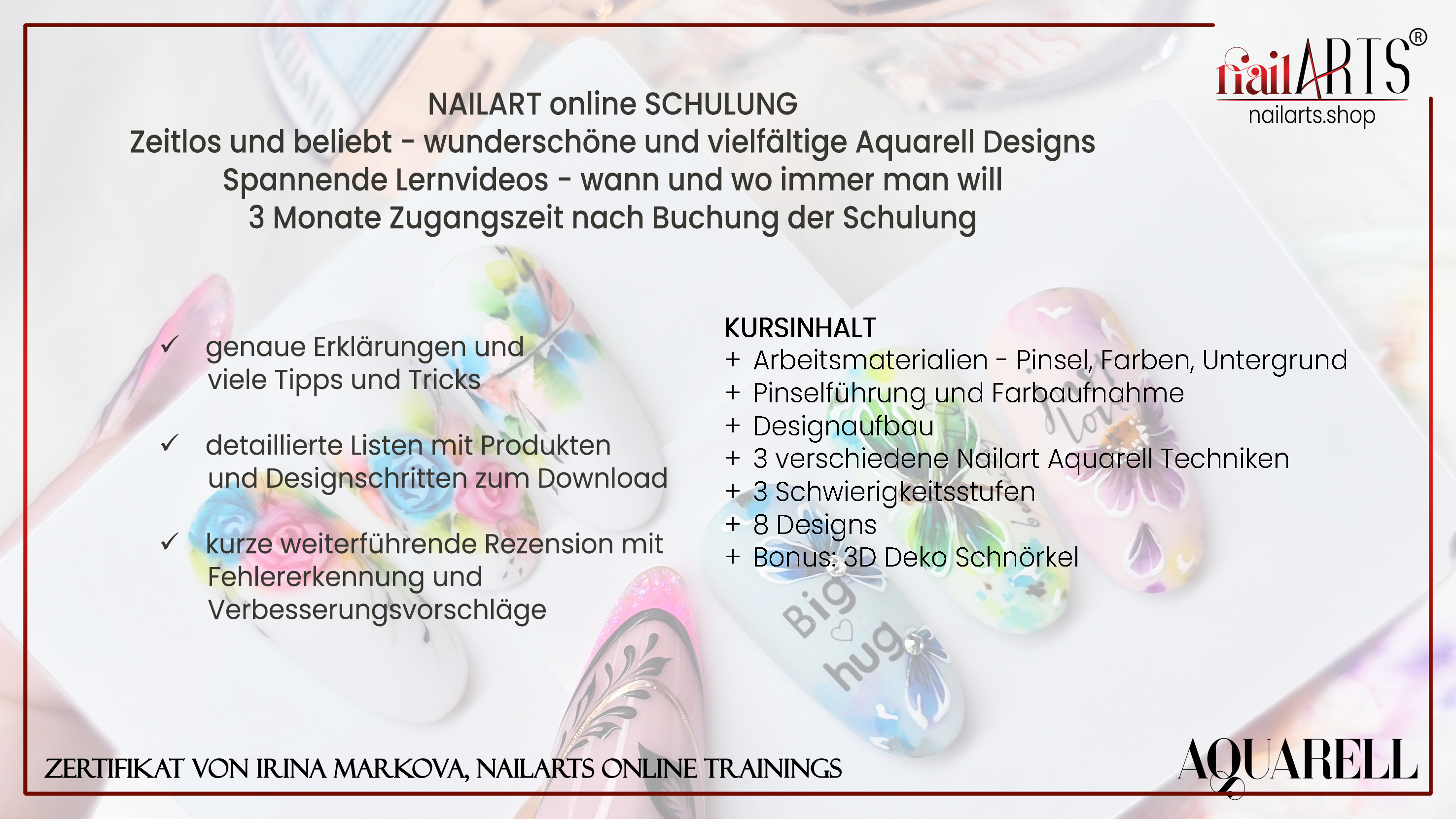 Online Nail Art Training Watercolor