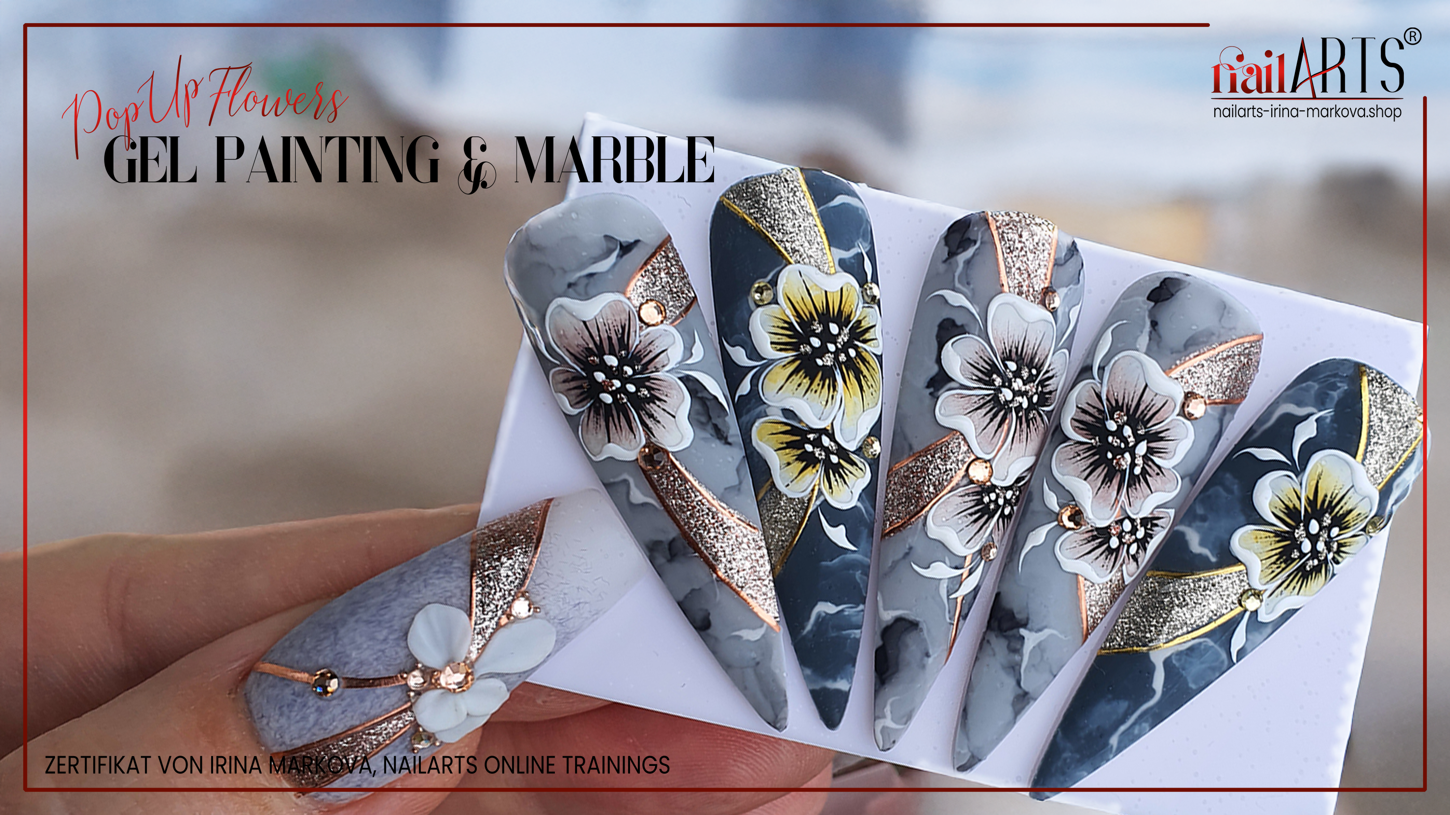 ONLINE nailART TRAINING PopUp Flowers: Gel Painting & Marble