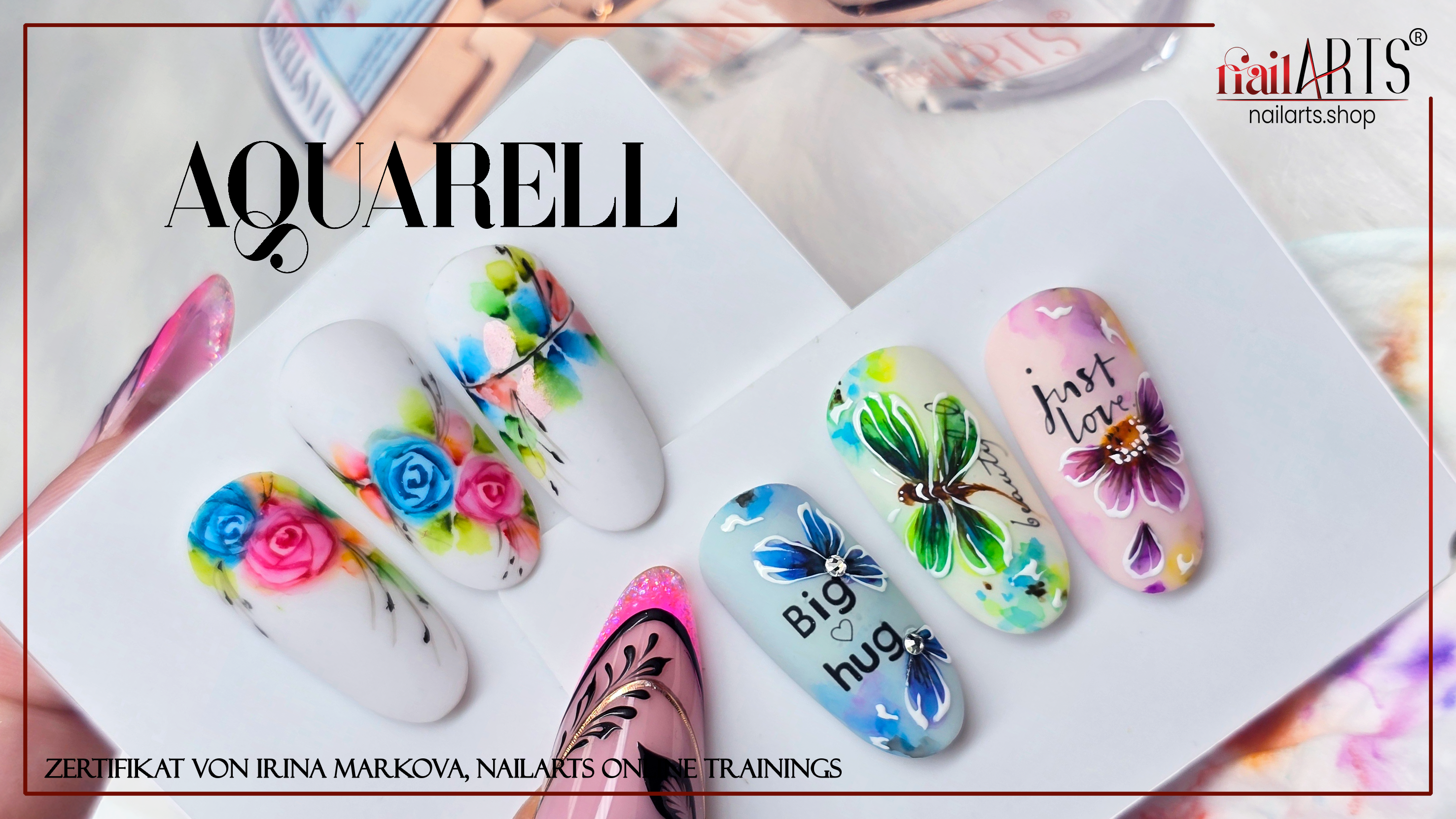 Online Nail Art Training Watercolor