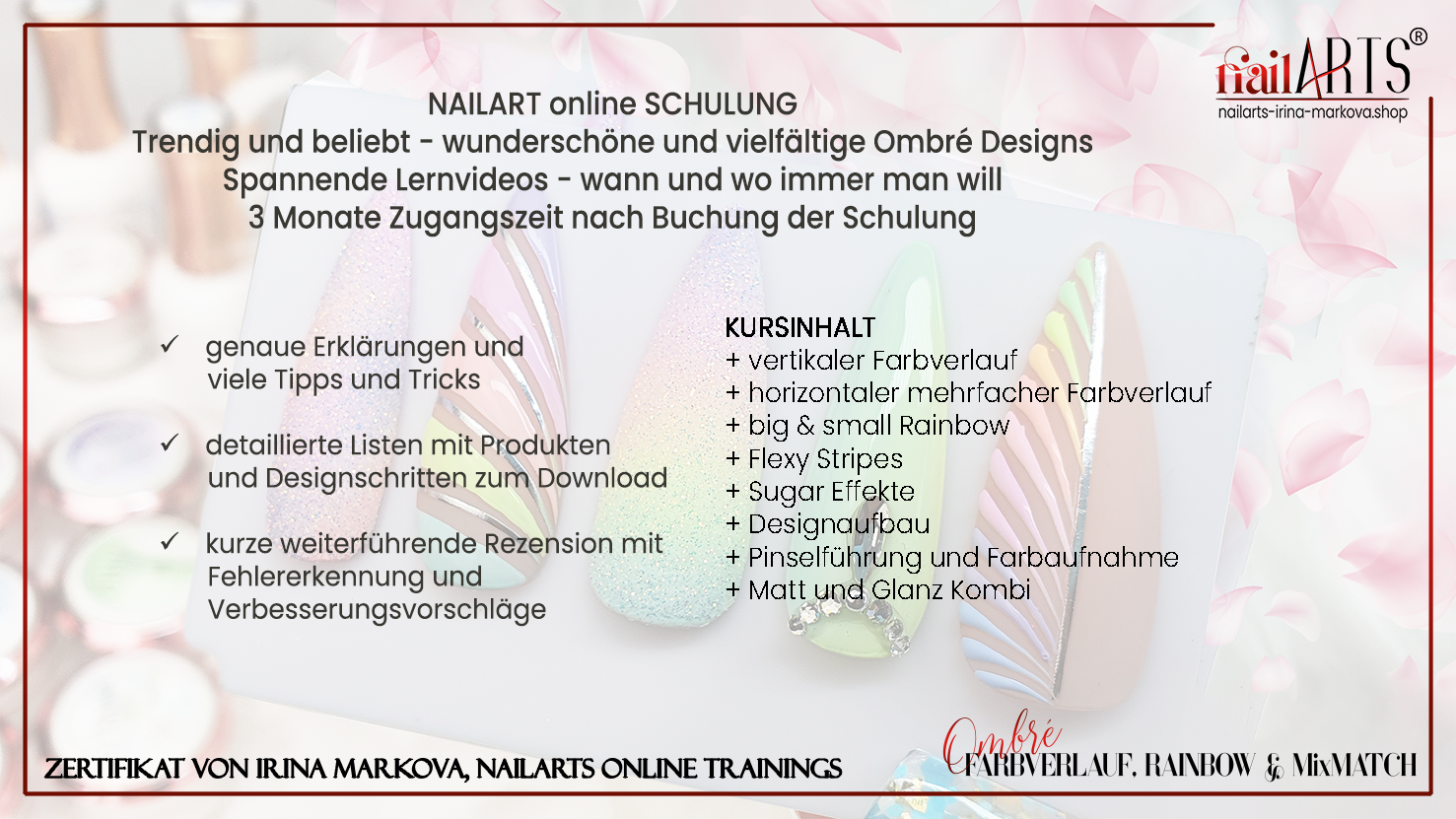 Online Nailart Schulung Ombre: Farbverlauf, Rainbow & MixMatch