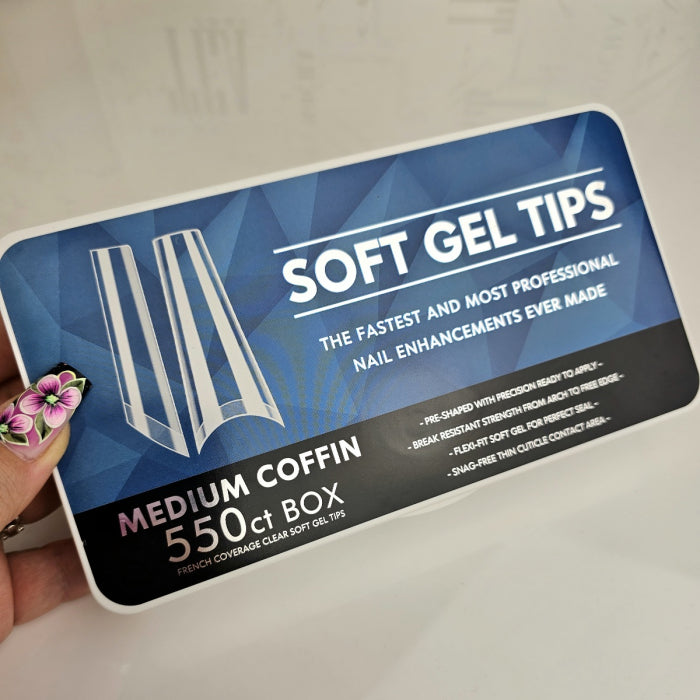 HTips PRO Soft Gel French Tips - Medium Coffin 550