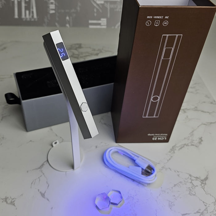 Mini USB UV LED Lampe mit Display, Stativ & Silikon Stamper