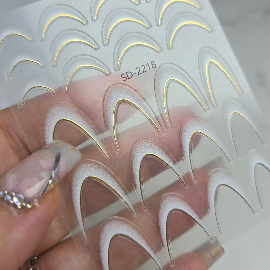 Ombré Reverse French Stickers Gold-White