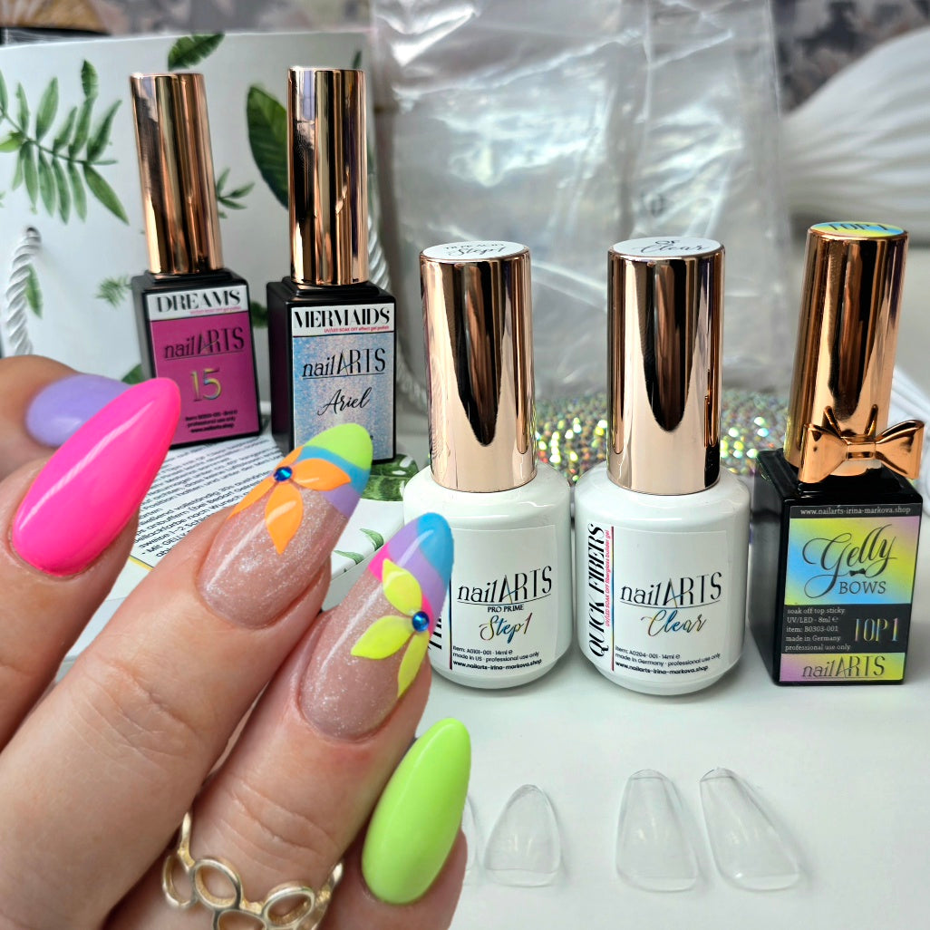 FTips PRO Soft Gel Starter Set Box Ballerina + Almond - the perfect full-cover tip modeling!