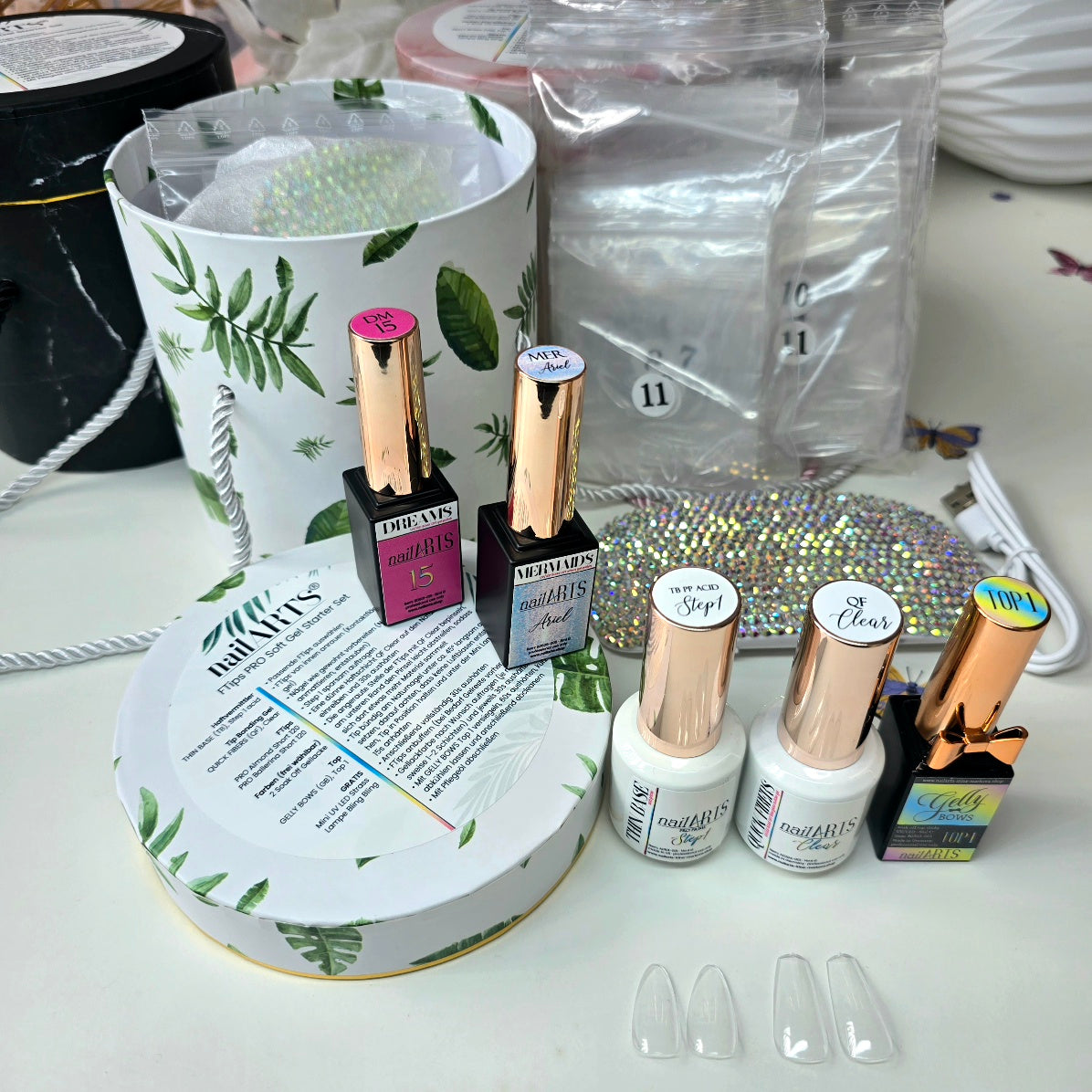 FTips PRO Soft Gel Starter Set Box Ballerina + Almond - the perfect full-cover tip modeling!