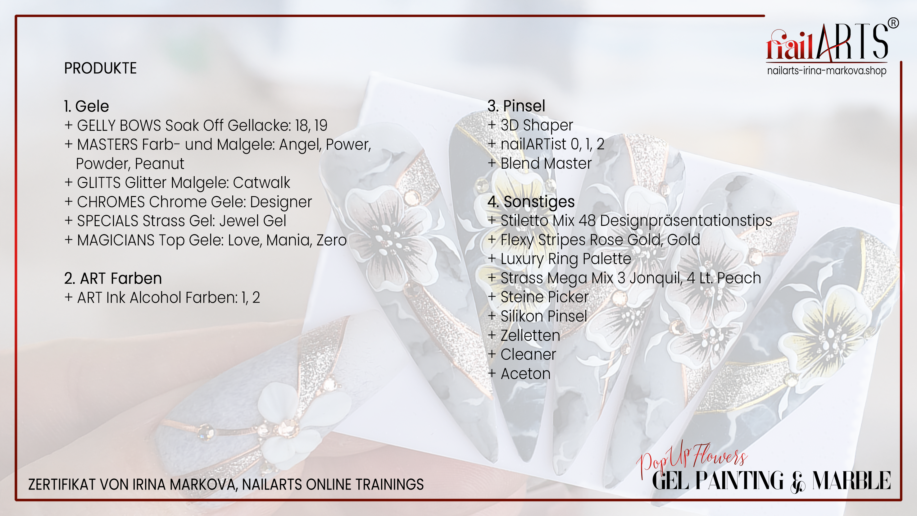 Online Nailart Schulung PopUp Flowers: Gel Painting & Marble