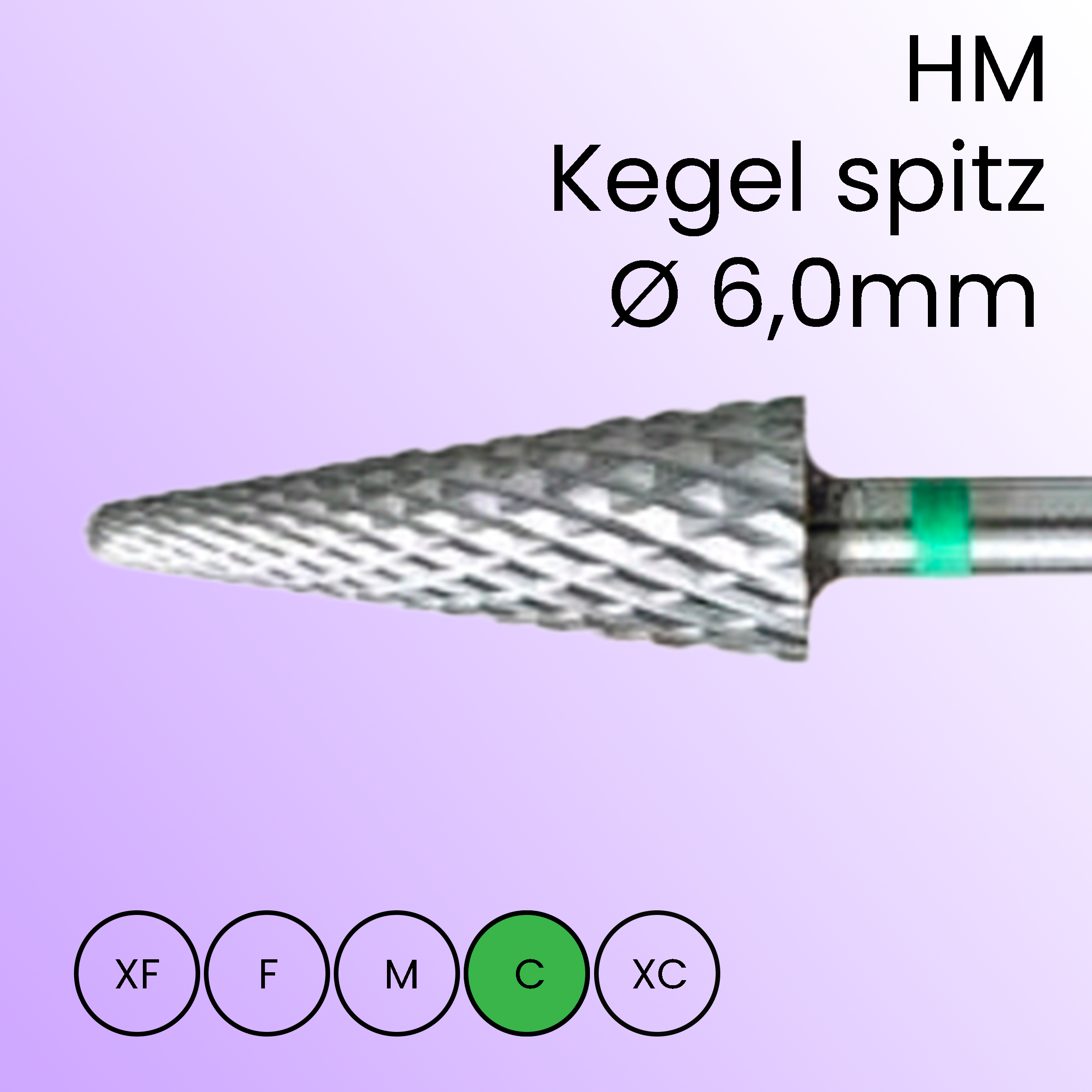 HM cone, pointed, 6.0mm, coarse