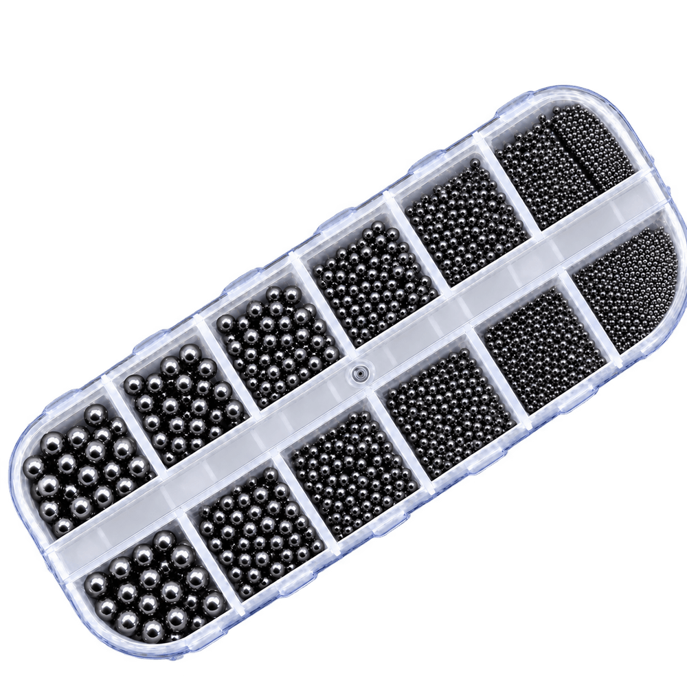 Caviar Mix Box, Black – freigestellte Box mit sechs Perlengrößen