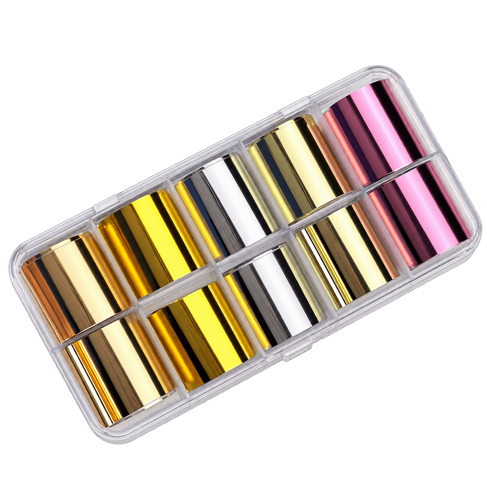 Transfer Foil Box 01 – zehn Folienrollen, diagonal freigestellt
