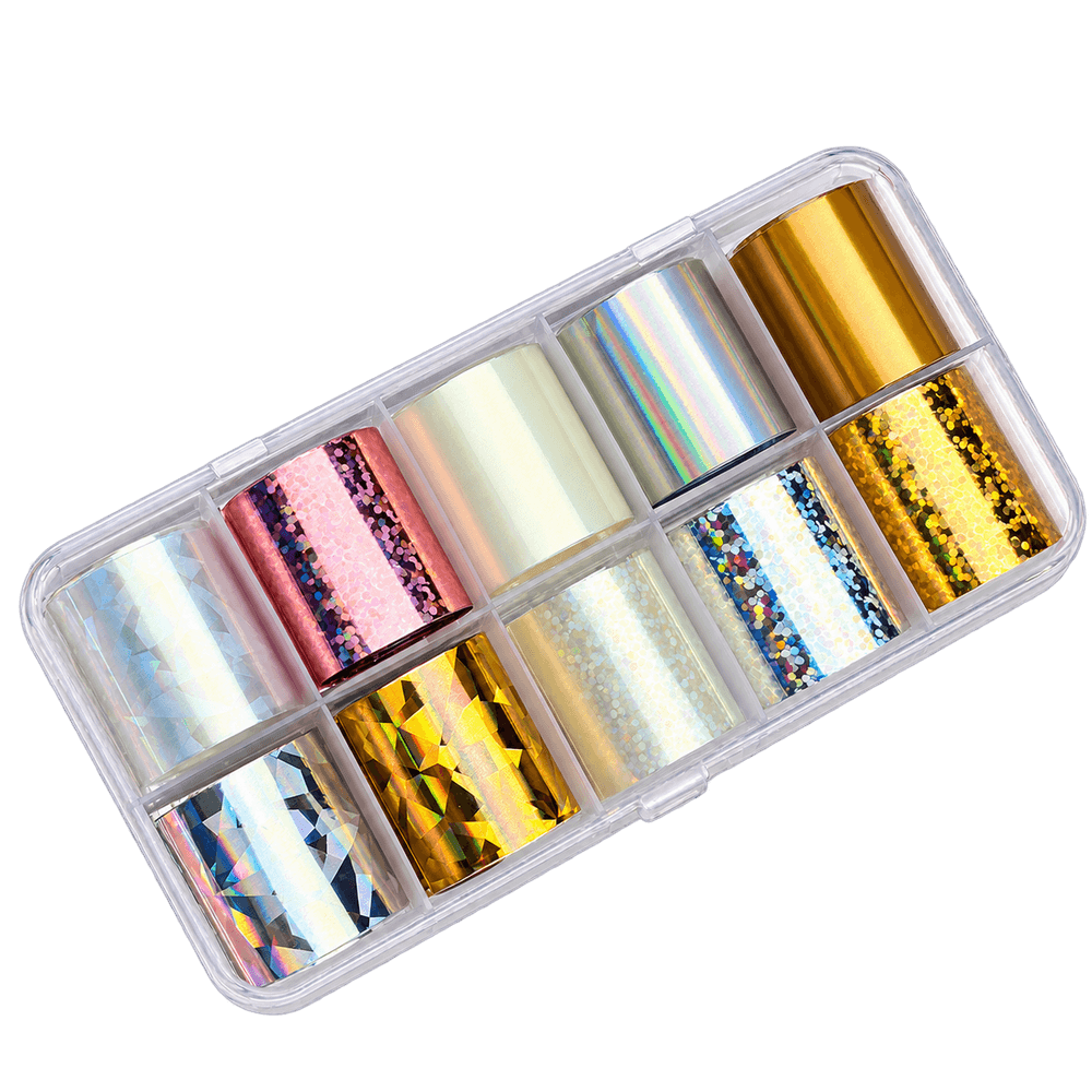 Transfer Foil Box 02 – zehn Folienrollen, diagonal freigestellt