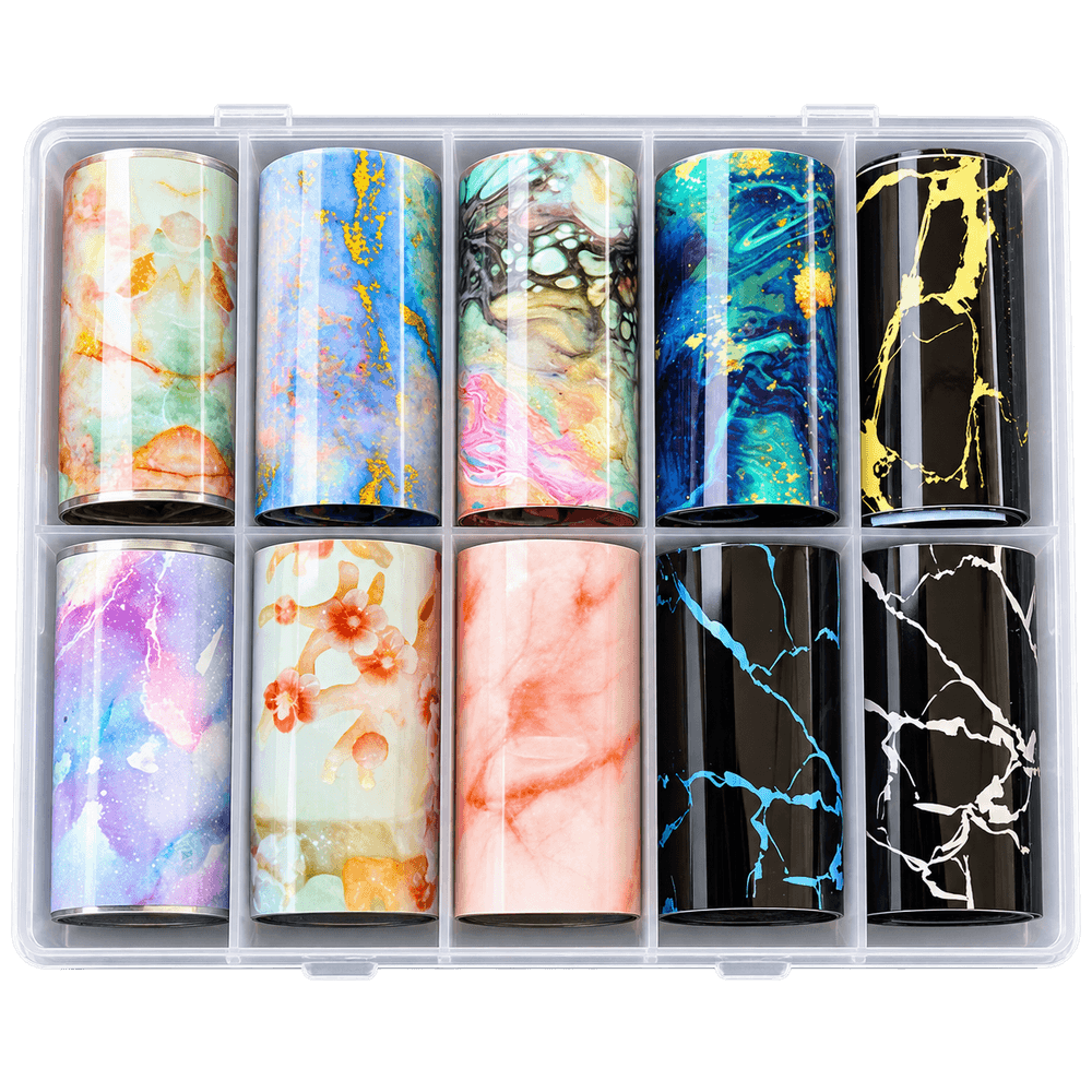 nailARTS Transfer Foil Box 08 – zehn Folienrollen
