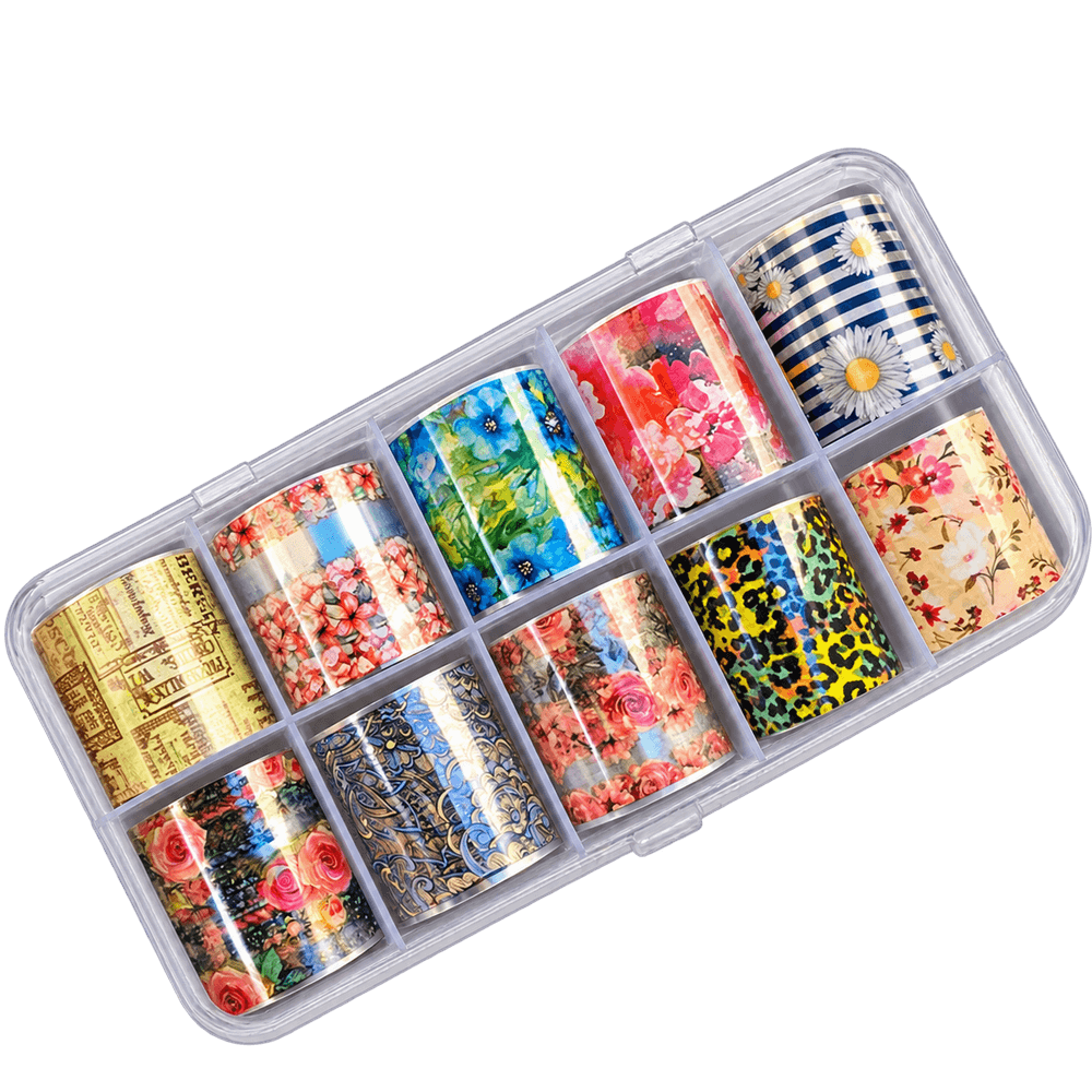 Transfer Foil Box 21 – zehn Folienrollen, diagonal freigestellt