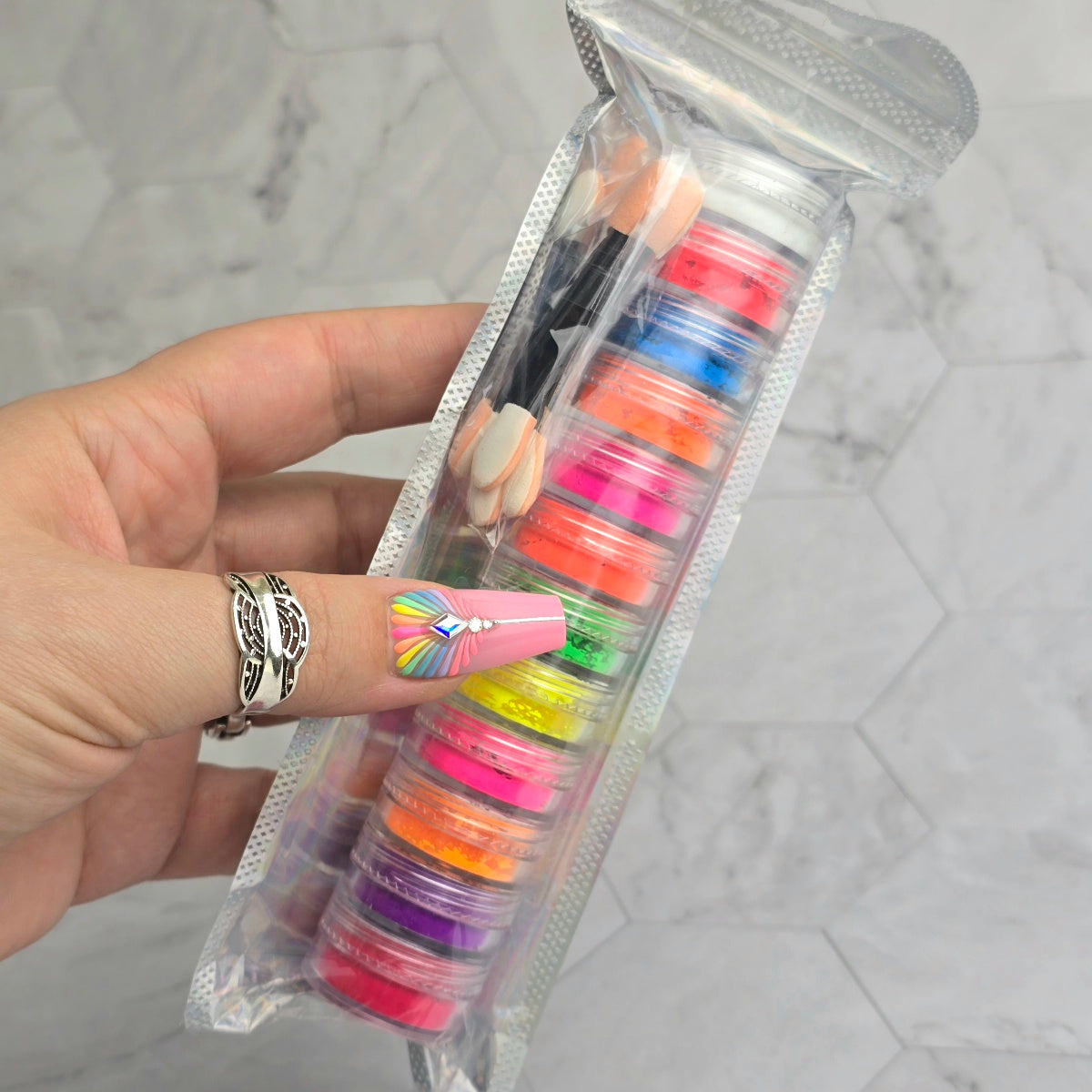 Neon Pigments Set mit Applikatoren x12